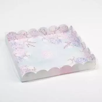Коробка для печенья, кондитерская упаковка с PVC крышкой, «Мечтай!», 21 х 21 х 3 см