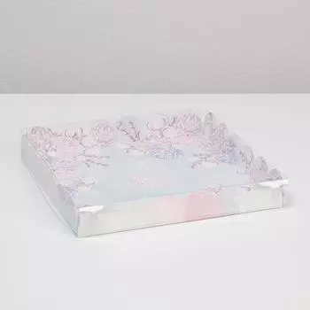 Коробка для печенья, кондитерская упаковка с PVC крышкой, «Мечтай!», 21 х 21 х 3 см