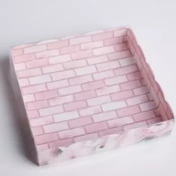 Коробка для печенья, кондитерская упаковка с PVC крышкой, My best wishes, 15 х 15 х 3 см