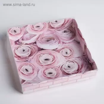 Коробка для печенья, кондитерская упаковка с PVC крышкой, My best wishes, 15 х 15 х 3 см