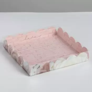 Коробка для печенья, кондитерская упаковка с пластиковой крышкой, My best wishes, 18 х 18 х 3 см