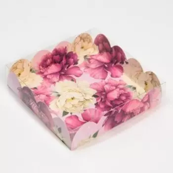 Коробка для печенья, кондитерская упаковка с пластиковой крышкой, «Тебе с любовью», 13 х 13 х 3 см