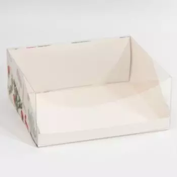 Коробка для кондитерских изделий с PVC-крышкой «Ветки», 25 х 22,5 х 10 см
