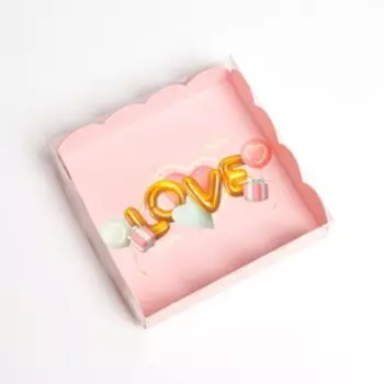 Коробка для печенья, кондитерская упаковка с PVC крышкой, «Воздушная любовь», 13 х 13 х 3 см