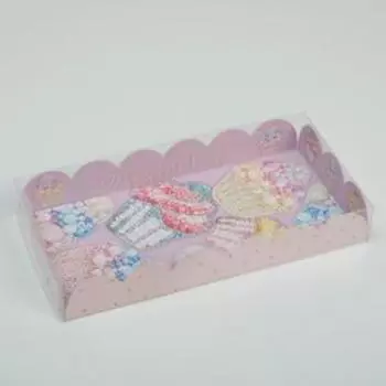 Коробка для печенья, кондитерская упаковка с PVC крышкой, «Яркие сладости», 21 х 10.5 х 3 см