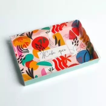 Коробка для кондитерских изделий с PVC крышкой «Живи ярко», 22 × 15 × 3 см