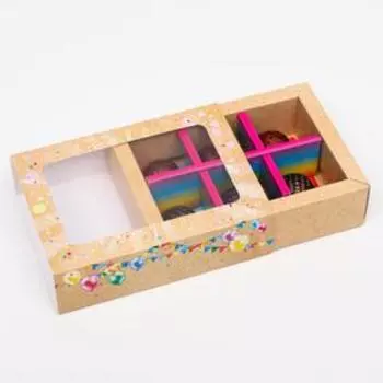 Коробка для конфет 6 шт, "Карнавал", 13,7 х 9,85 х 3,86 см
