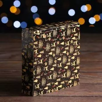 Коробка для конфет с обечайкой 9 шт "Рождественская ночь", 13,7 х 13,7 х 3,5 см