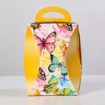 Коробка для кулича "Бабочки цветные" диаметр 9 см