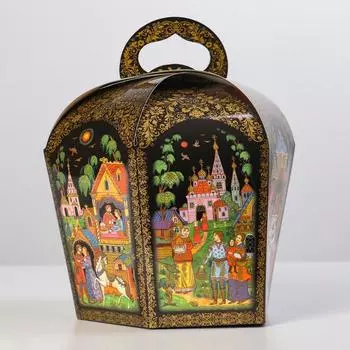 Коробка для кулича "Палех черный" диаметр 13,4 см