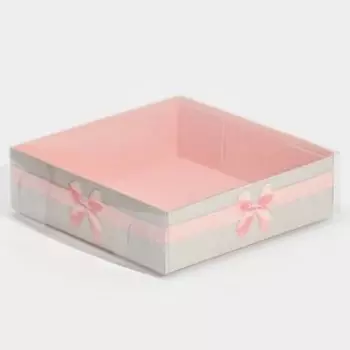 Кондитерская упаковка, коробка для макарун с PVC крышкой, «Приятных моментов», 12 х 12 х 3 см