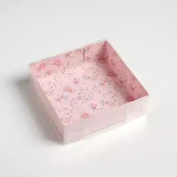 Кондитерская упаковка, коробка для макарун с пластиковой крышкой, «Шебби», 12 х 12 х 3.5 см