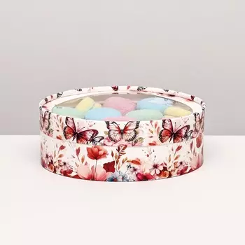 Коробка для макарун тубус с окном «Бабочки», 206 см