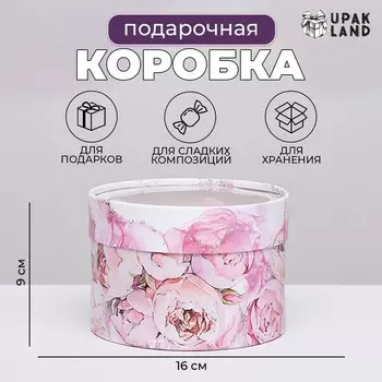 Коробка подарочная для макарун, тубус с окном « Нежность» 16169 см