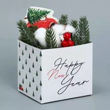 Коробка новогодняя для мини-букетов Happy New Year, 12 х 17 х 10 см, Новый год