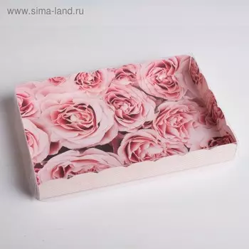 Коробка для печенья, кондитерская упаковка с пластиковой крышкой, My best wishes, 22 х 15 х 3 см