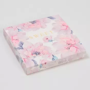 Коробка для шоколада, кондитерская упаковка, «Цветы», с окном, 10.2 х 1.4 х 10.2 см