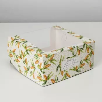 Коробка для торта с окном «Happy New Year», 23 х 23 х 11 см