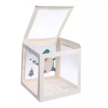 Коробка для воздушных шаров Новый год, белая, 30*30*30 см, 1 шт.