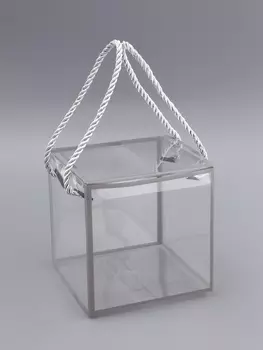 Коробка из PET с ручками, серебряная, 121212 см