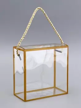 Коробка из PET с ручками, золотая, 14147 см