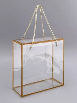 Коробка из PET с ручками, золотая, 252510 см