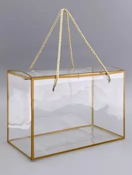 Коробка из PET с ручками, золотая, 301520 см