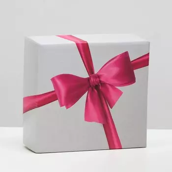 Коробка крышка-дно "Алый бант", без окна, 16 х 15,5 х 6 см