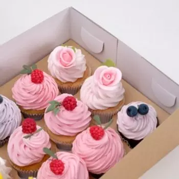 Коробка на 12 капкейков с окном, крафт, 32.525.510 см