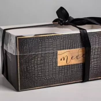 Коробка на 2 капкейка «Тебе», 16 х 8 х 7,5 см
