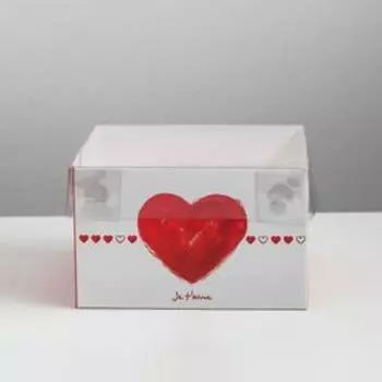 Коробка для капкейков, кондитерская упаковка, 4 ячейки «Ja t`aime», 16 х 16 х 10 см