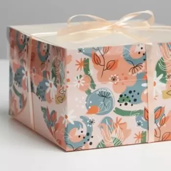 Коробка на 4 капкейка «Нежная», 16 × 16 × 10 см