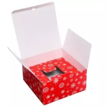 Коробка подарочная новогодняя «Снежинки», 212111 см, красная