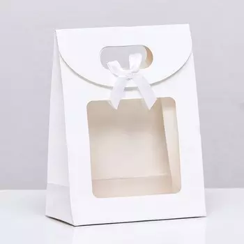 Коробка-пакет, с окном, белый, 16126 см