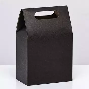 Коробка-пакет с окном, черный, 15 х 10 х 6 см