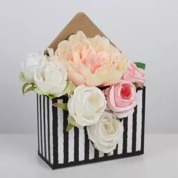 Коробка-письмо «Черно-белая полоска», 14 х 20 х 6,5 см