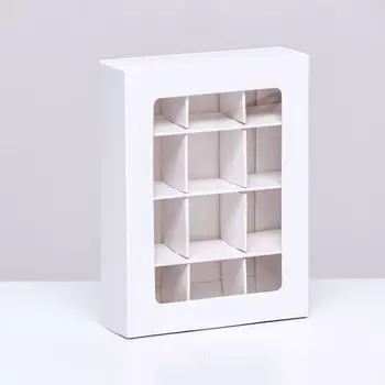 Коробка для 12 конфет, 11.58.72.5 см, Тонкие разделители, белый