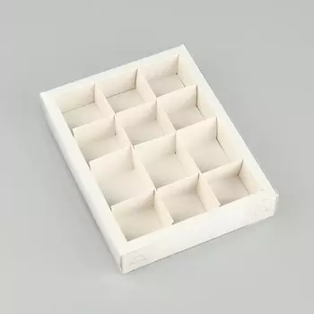 Коробка под 12 конфет с ячейками «Белая», 14.5 х 18.5 х 3 см