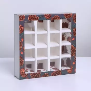 Коробка под 16 конфет с ячейками Miracles 17,7 х 17,7 х 3,8 см