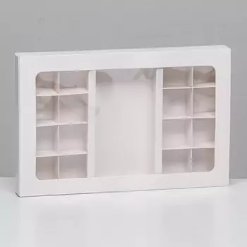 Коробка для 8 + 8 конфет + шоколад, с окном, белая 3019.53 см