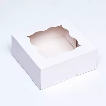 Коробка под бенто - торт с окном, белая,1515.36.5 см