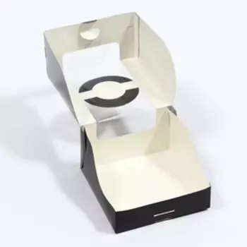 Коробка под бенто-торт с окном, черный, 14 х 14 х 8 см