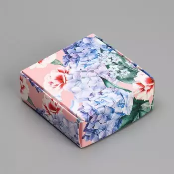 Коробка под бижутерию, упаковка, «Цветы», 7.5 х 7.5 х 3 см