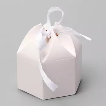 Коробка для конфеты, пирожные с лентой, белый, 664 см