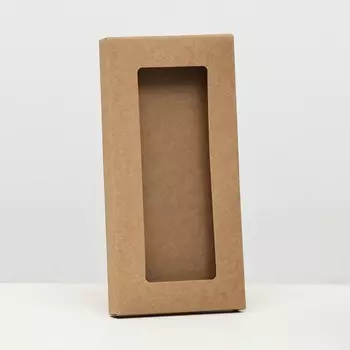 Коробка под плитку шоколада, крафт, с окном, 18 х 9 х 1,4 см