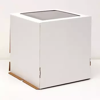 Коробка под торт с окном, белая, 26.526.529 см