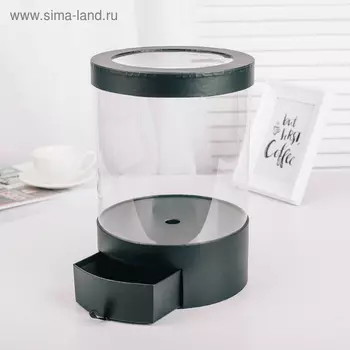 Коробка подарочная для цветов, черная, с ящиком, 20х20х32,5 см