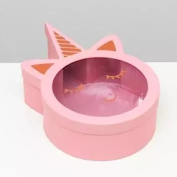 Коробка подарочная, "Единорог розовый", с PVC окном, 24.5 x 10 x 39 см