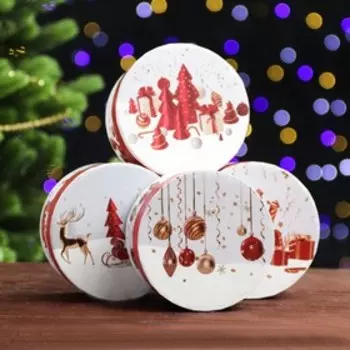 Коробка подарочная круглая "Праздничный микс" 10.8 х 5.2 см