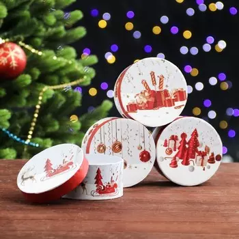 Коробка подарочная круглая "Праздничный микс" 10.8 х 5.2 см